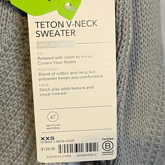 Athleta Teton V Neck Sweater NWT voyage gray - Picture 10 of 12